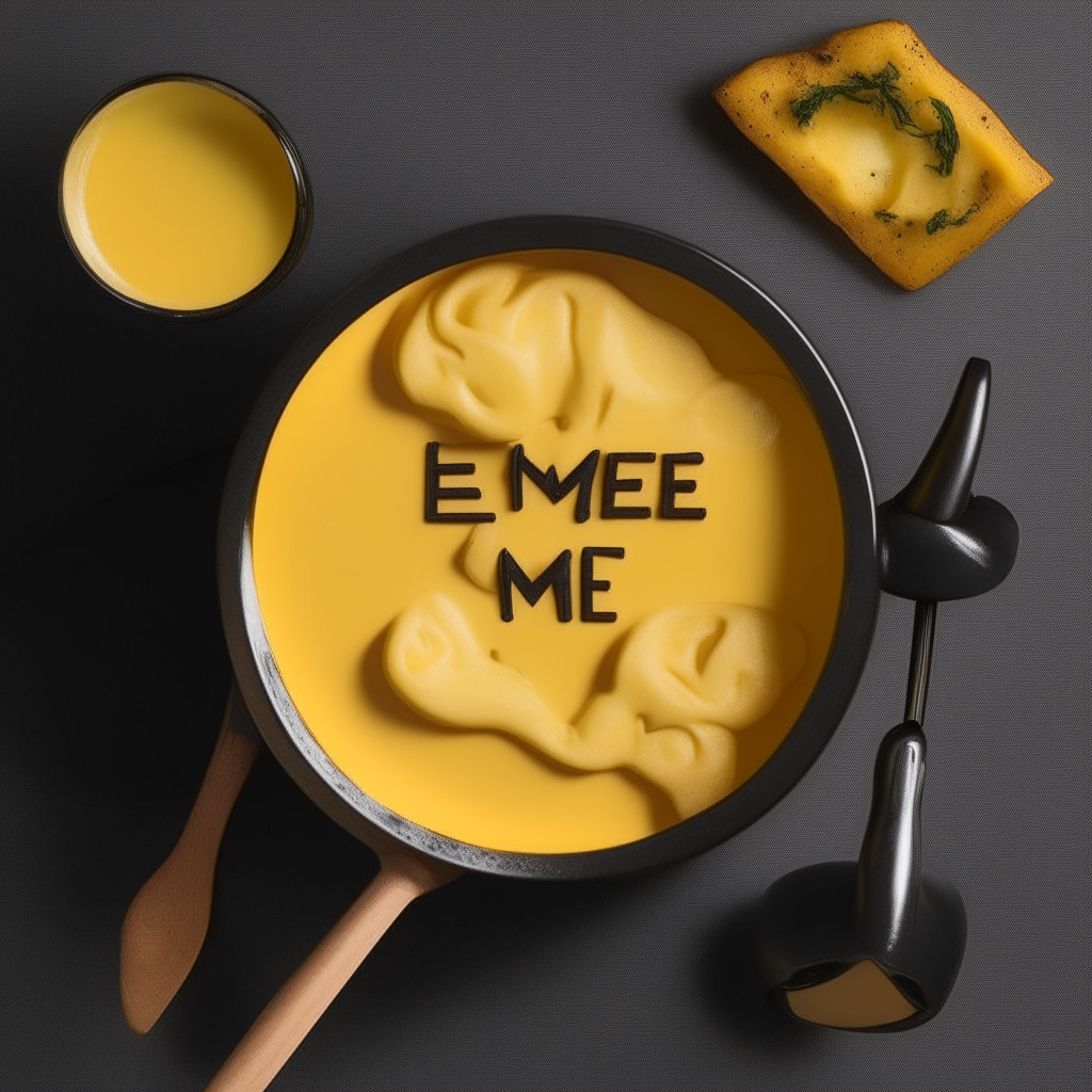 top view of a cheese melt fondue with the shape of the feminist sign