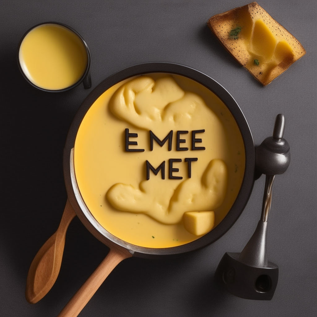 top view of a cheese melt fondue with the feminist sign stamped on top