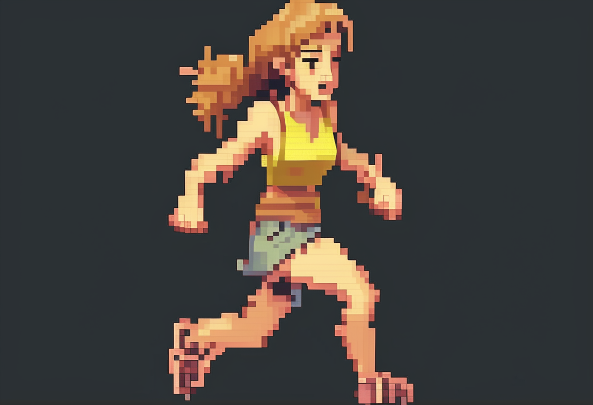 chica haciendo foto pixelart