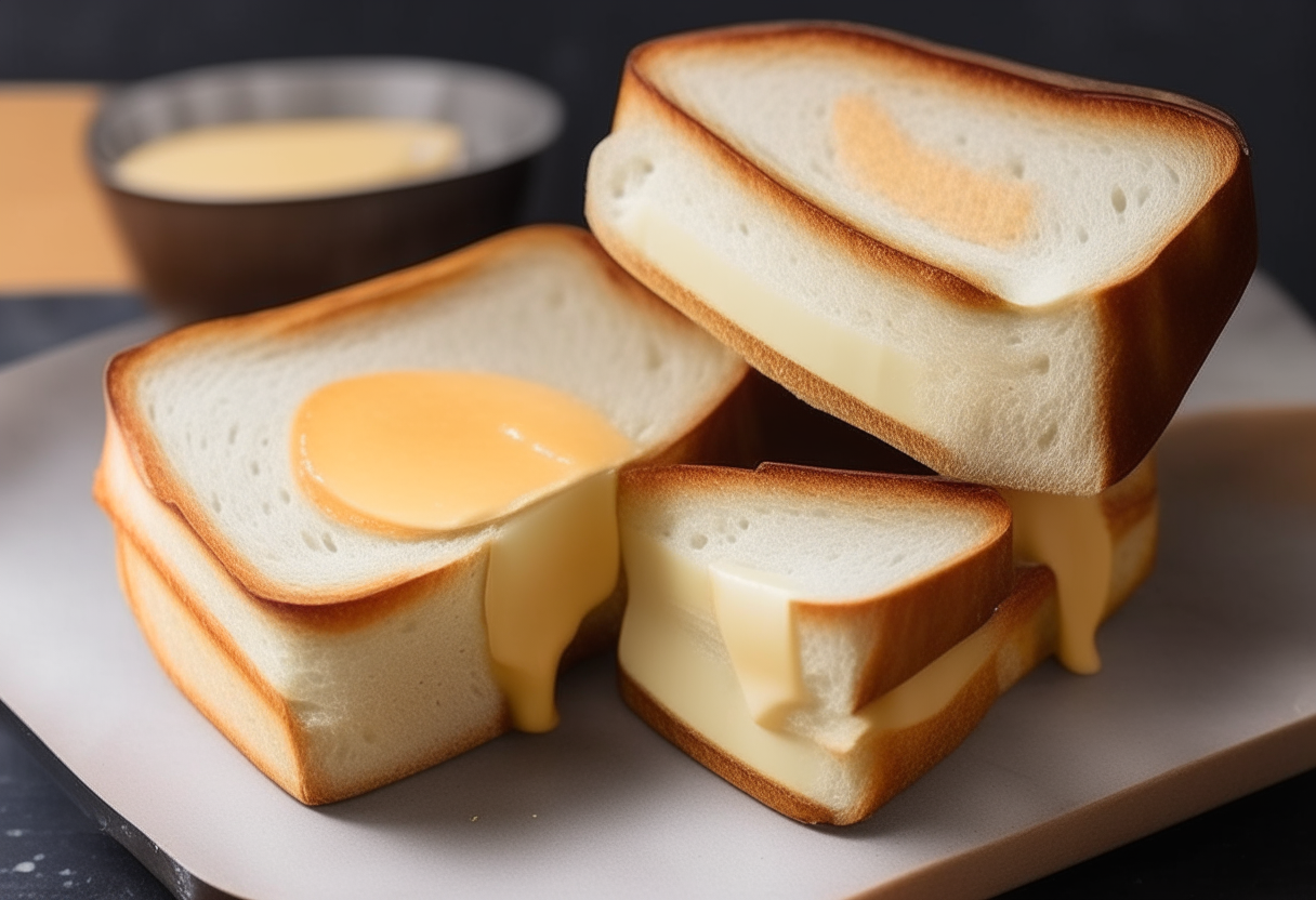 A step by step recipe for making a grilled cheese sandwich, the bread is more toasted