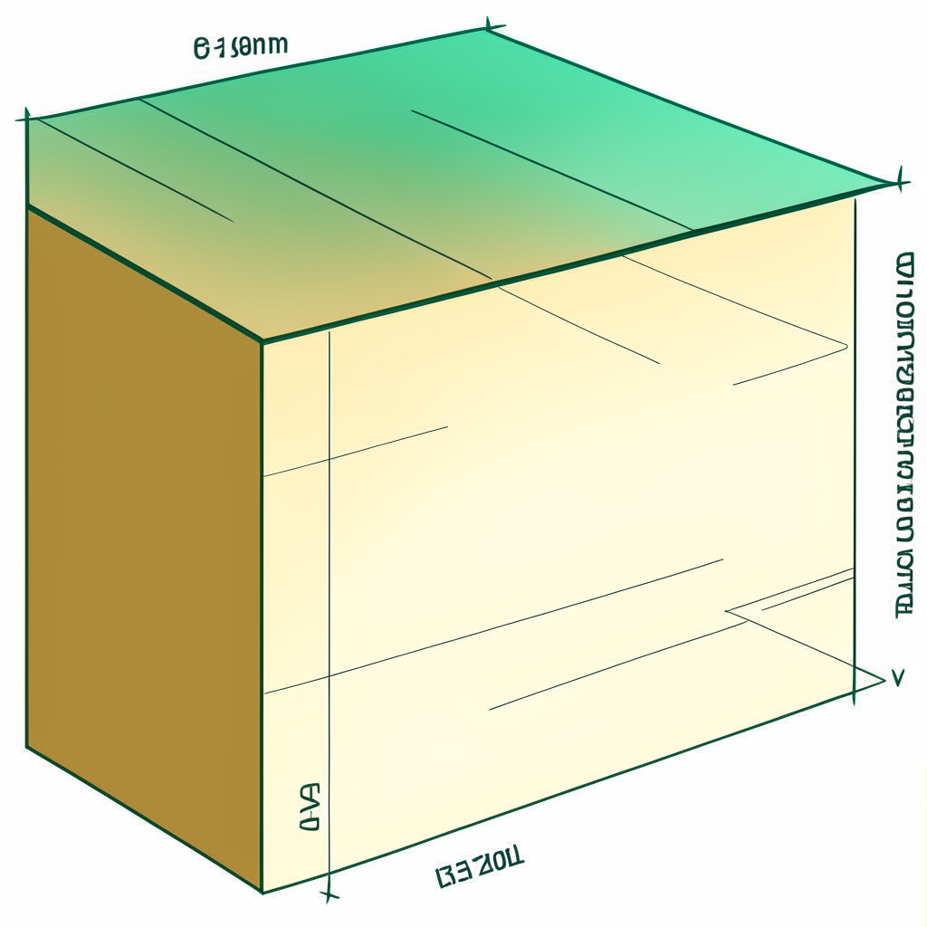 A rectangular prism viewed from the front, with visible length, width and depth