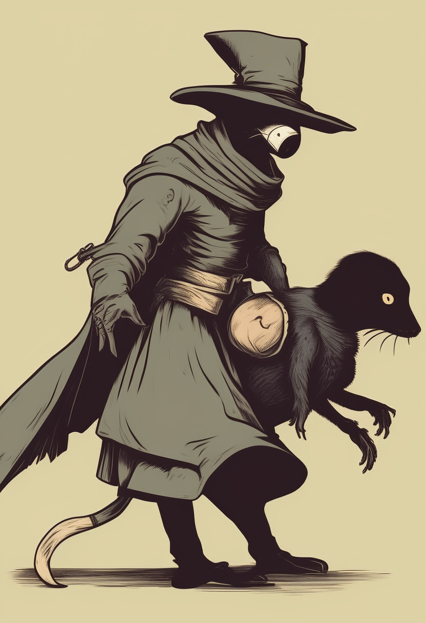 plague doctor carrying a cat