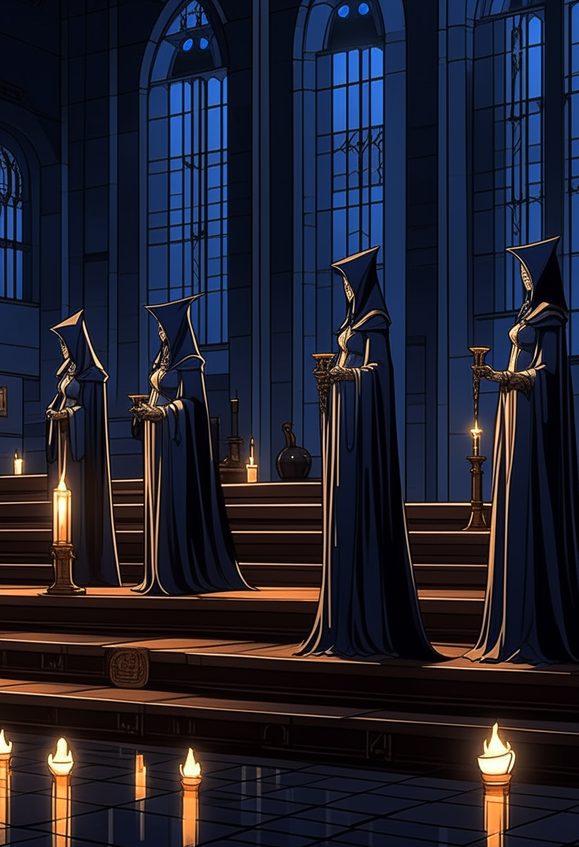 witches lined up for trial