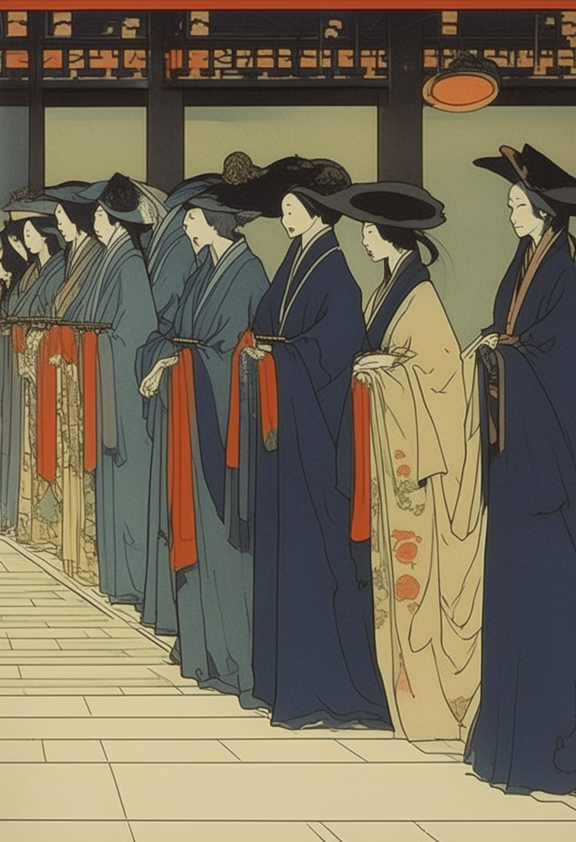 witches lined up for trial