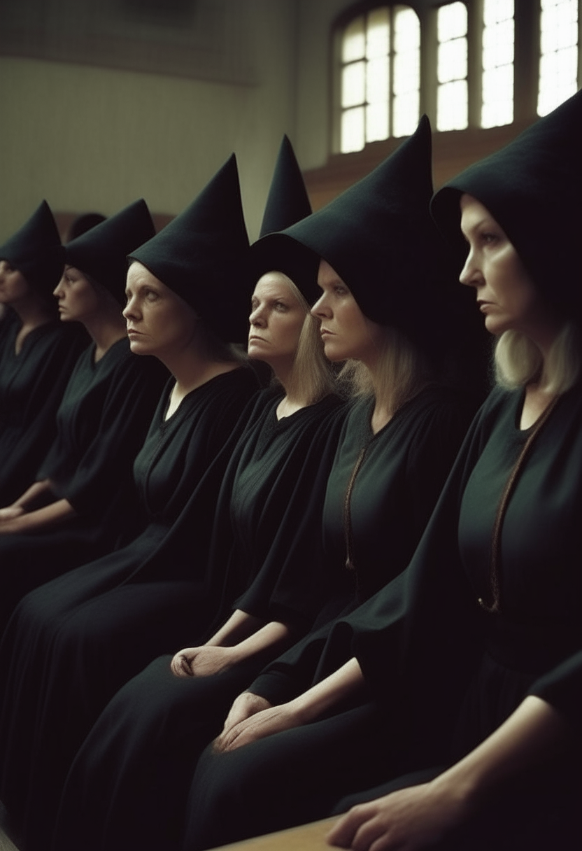 witches lined up for trial