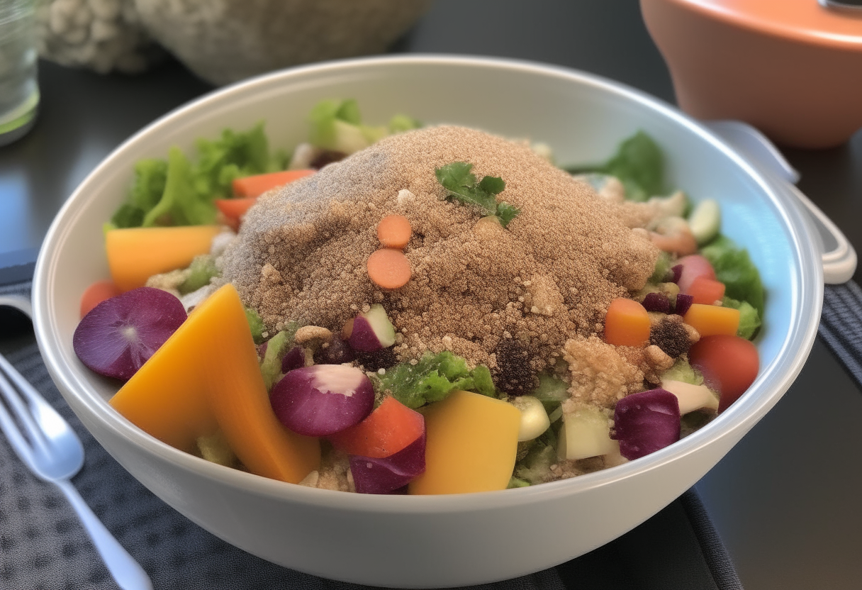 The quinoa salad with an iPod next to it