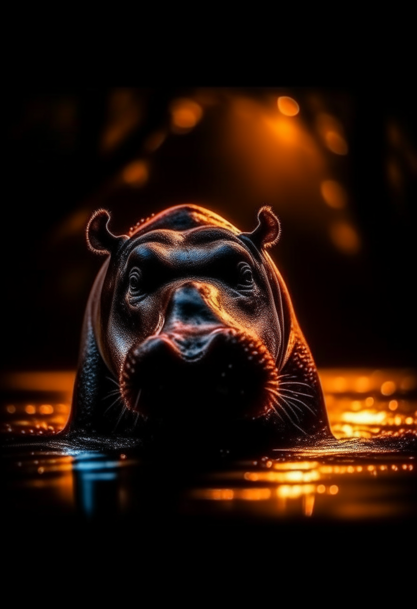 Hippopotamus in the lake