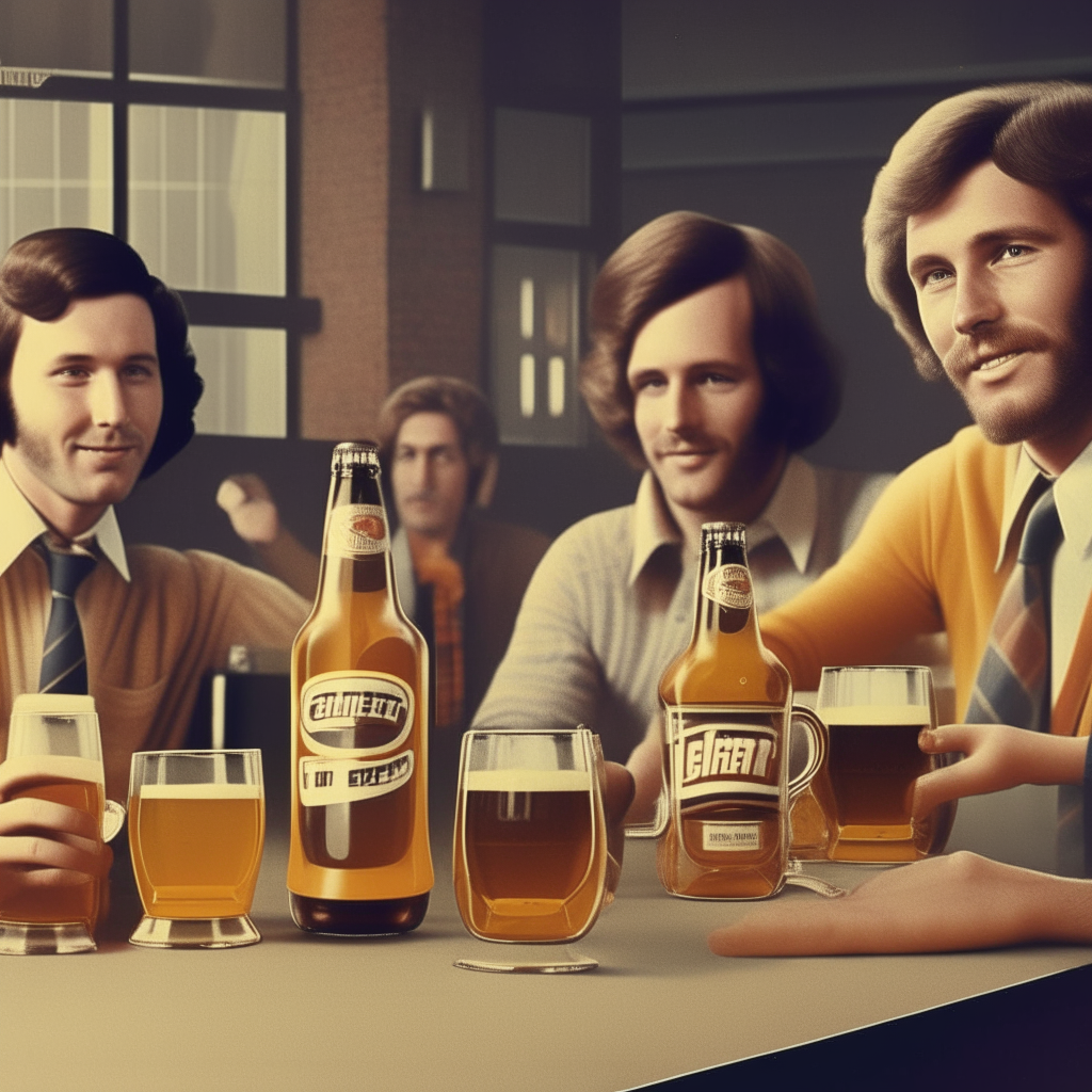 retro vintage style 1970s beer commercial