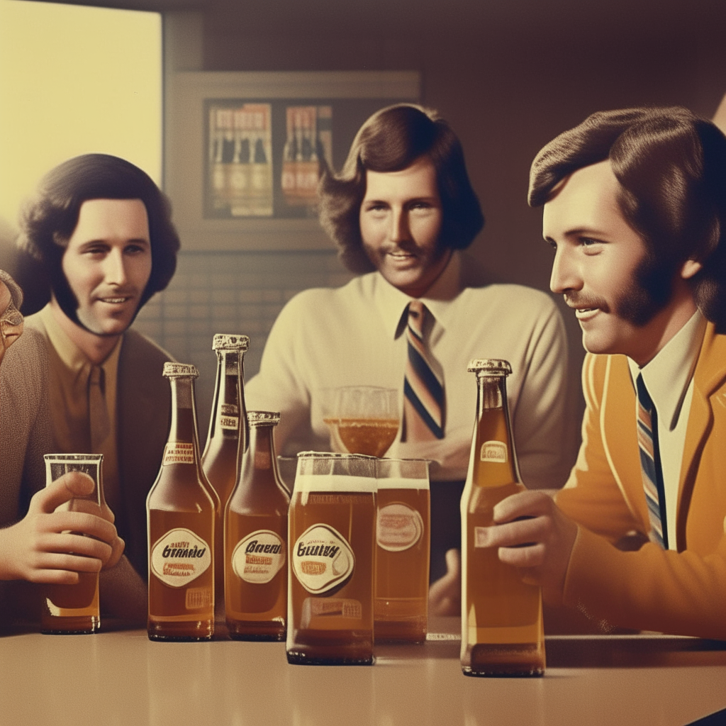 retro vintage style 1970s beer commercial