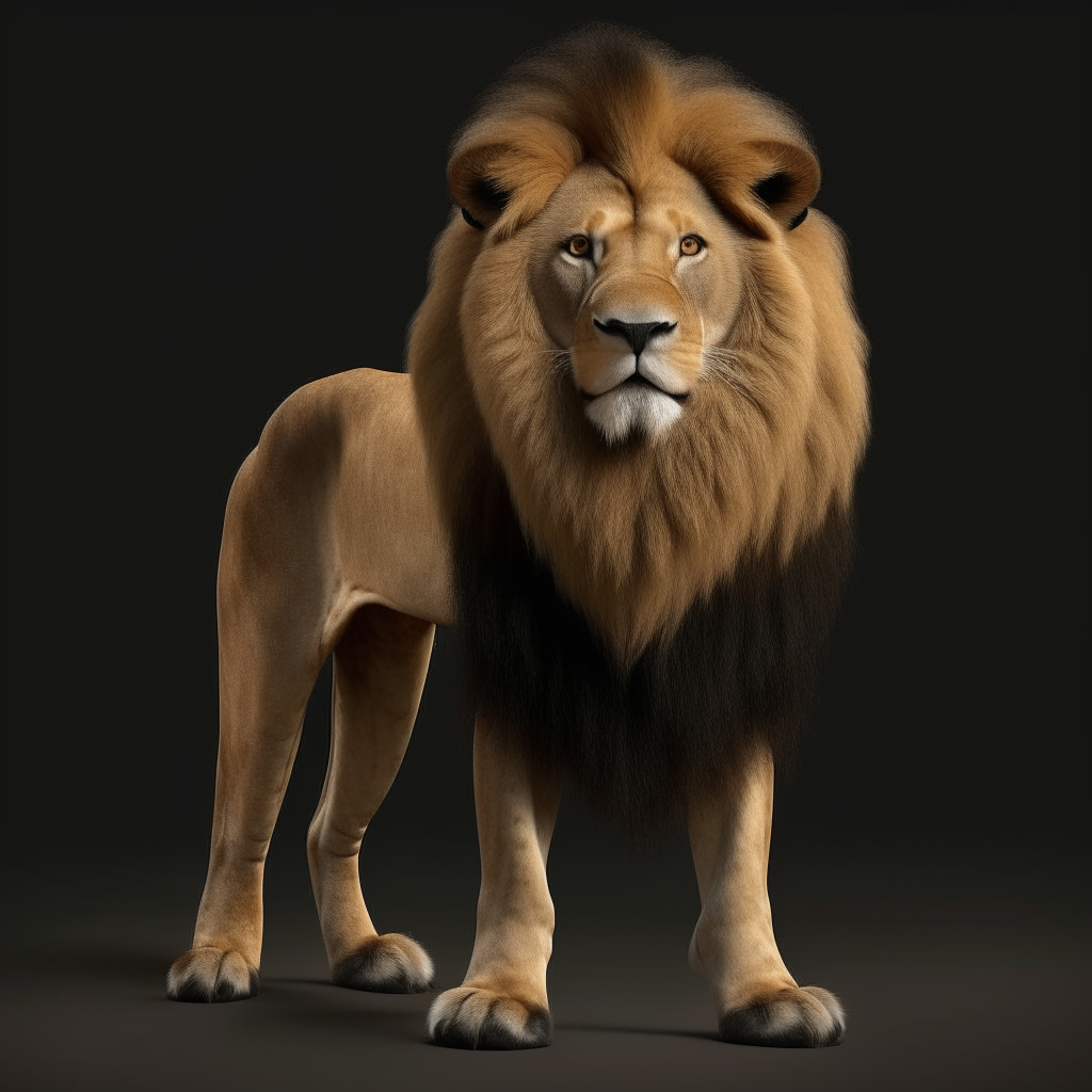 a photorealistic lion standing proudly