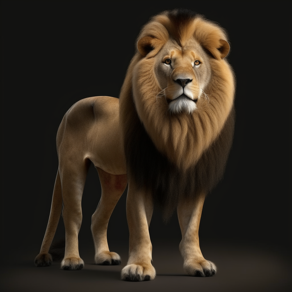 a photorealistic lion standing proudly