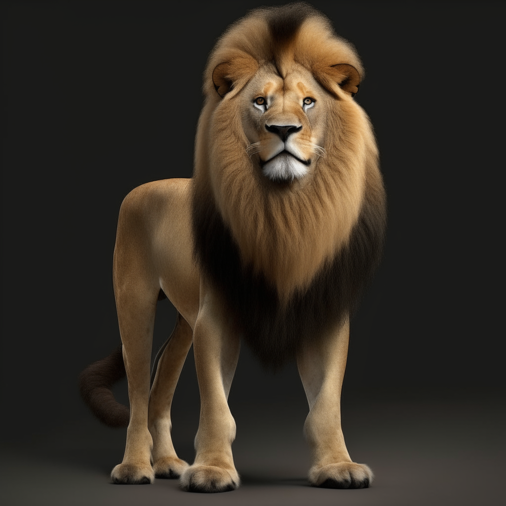 a photorealistic lion standing proudly