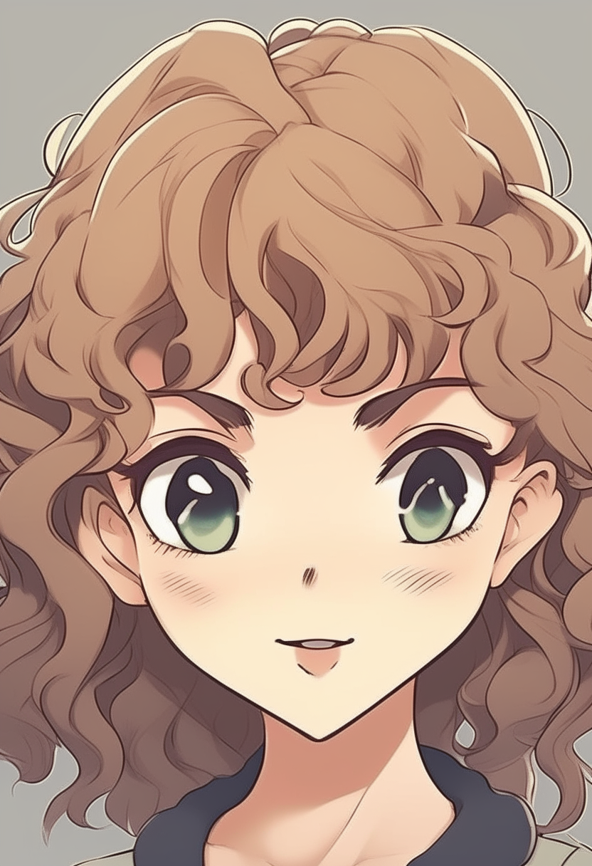 create a curly Anime image