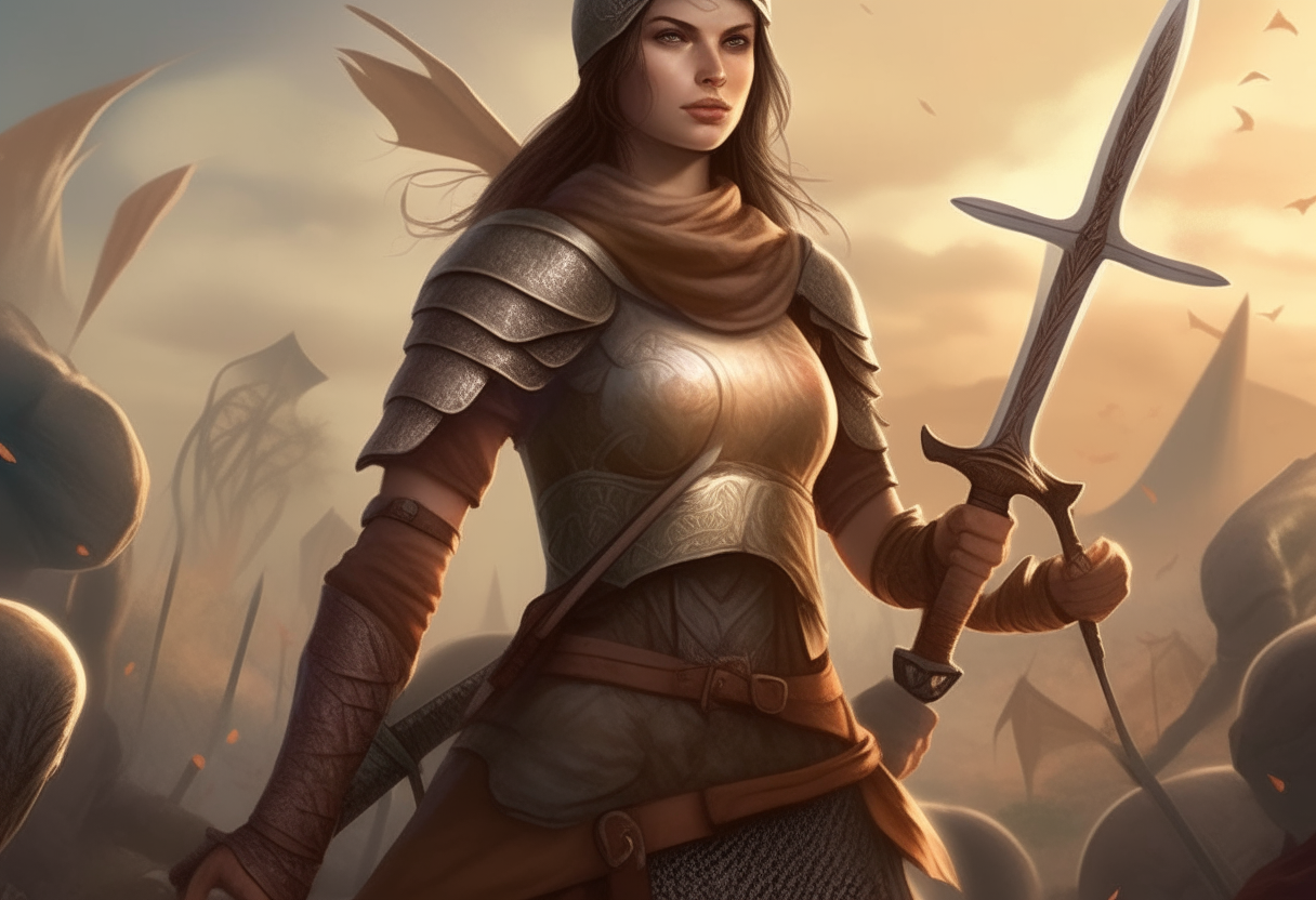 Create a warrior woman in the Middle Ages and fight strange creatures