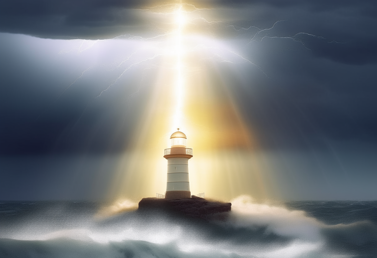 5. An image of a shining beacon in the midst of a storm, representing the divine guidance we receive when we sincerely seek God.