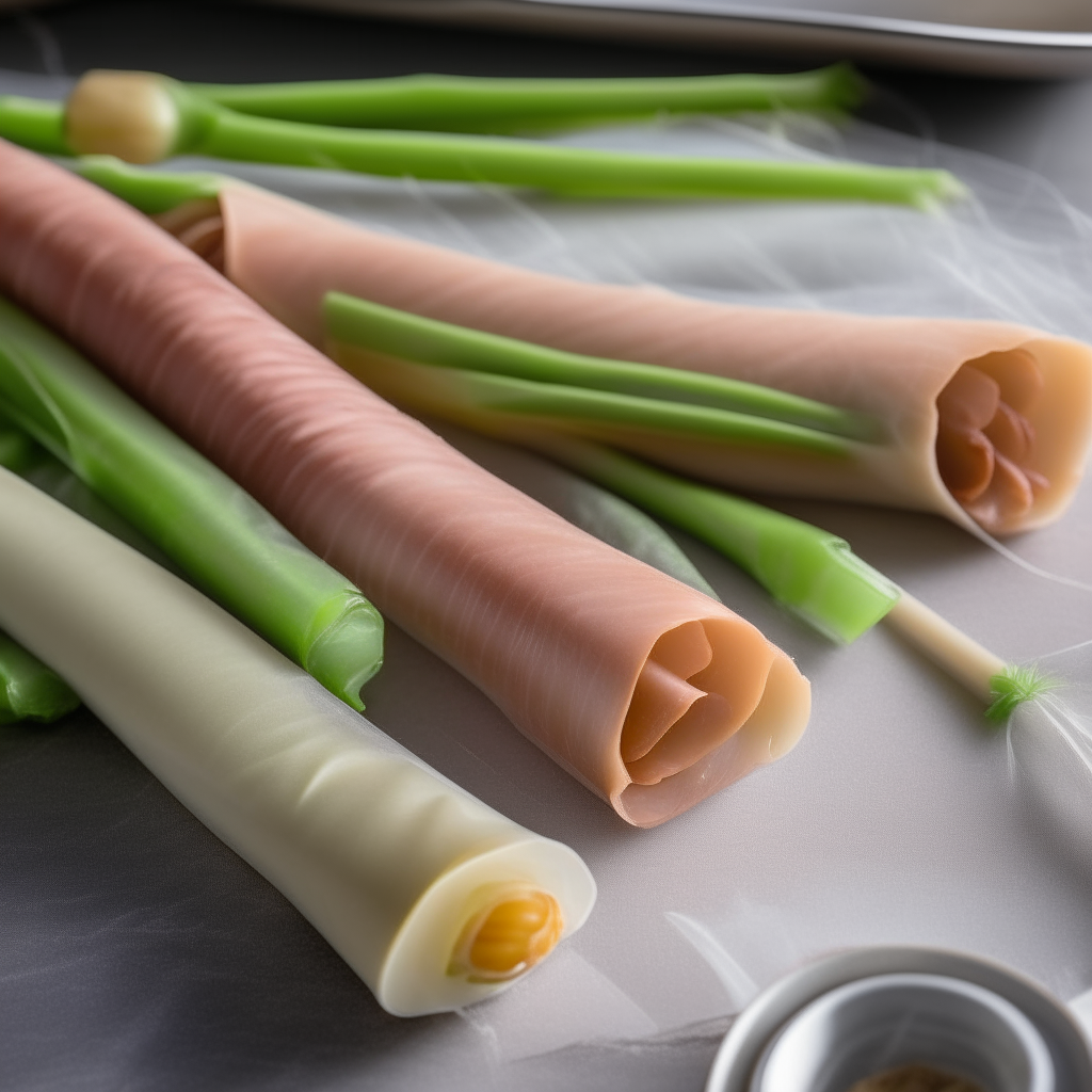 Prosciutto slices wrapping asparagus spears