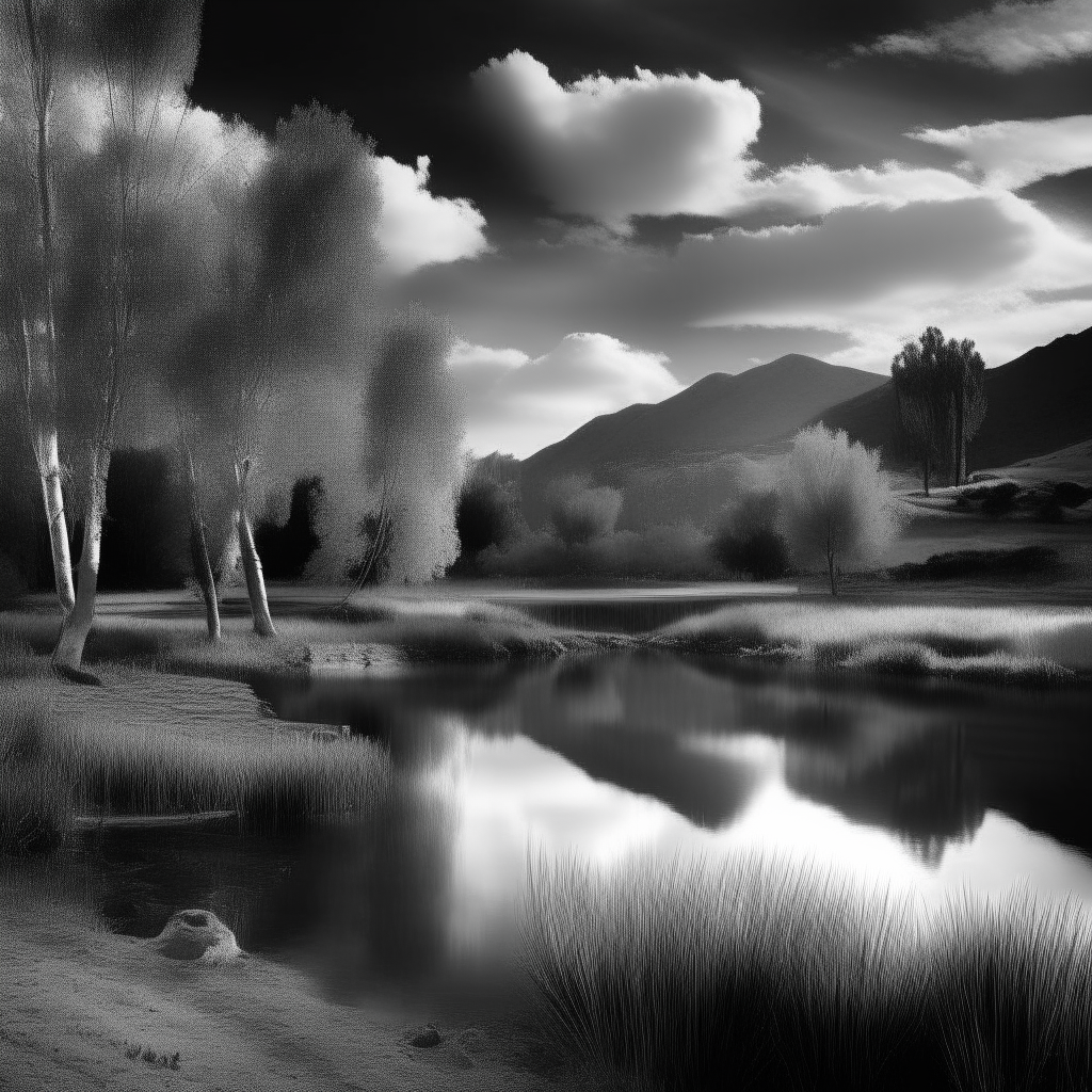 Beautiful scenic background in black and white
