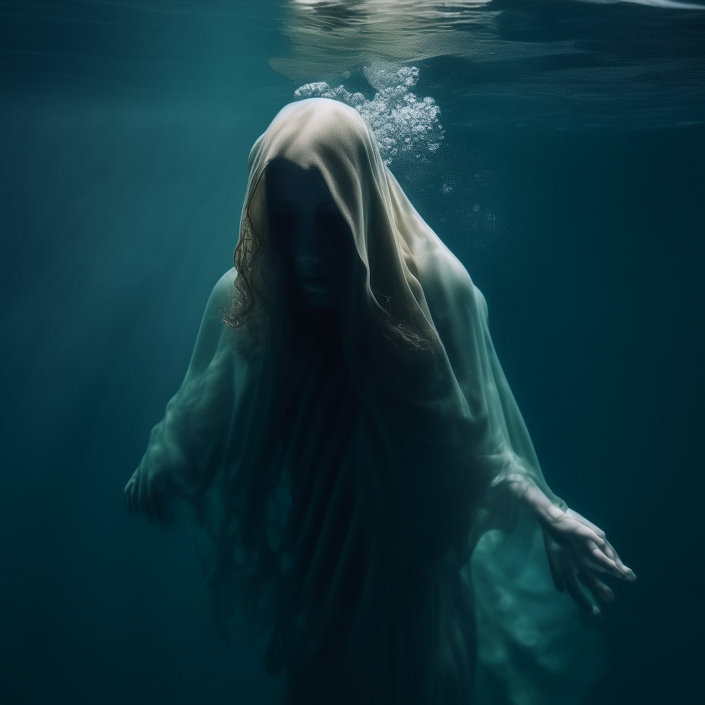 cloaked being underwater