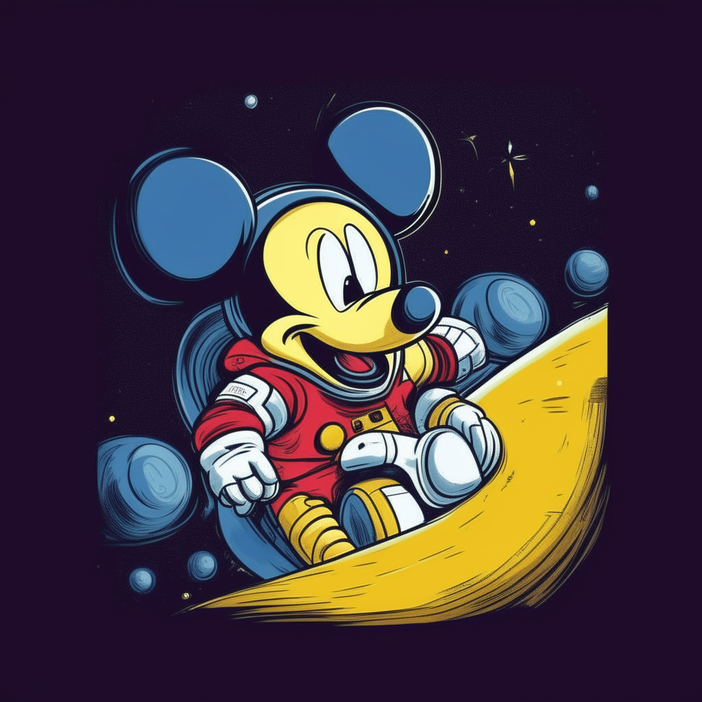 mickey mouse eats a banana in space

.
