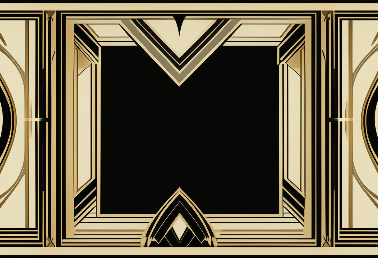 an art deco frame with zigzag patterns on the edges surrounding a blank center, perfectly symmetrical