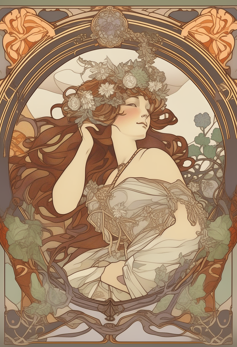 an alphonse mucha style poster with intricate art nouveau borders, no central image