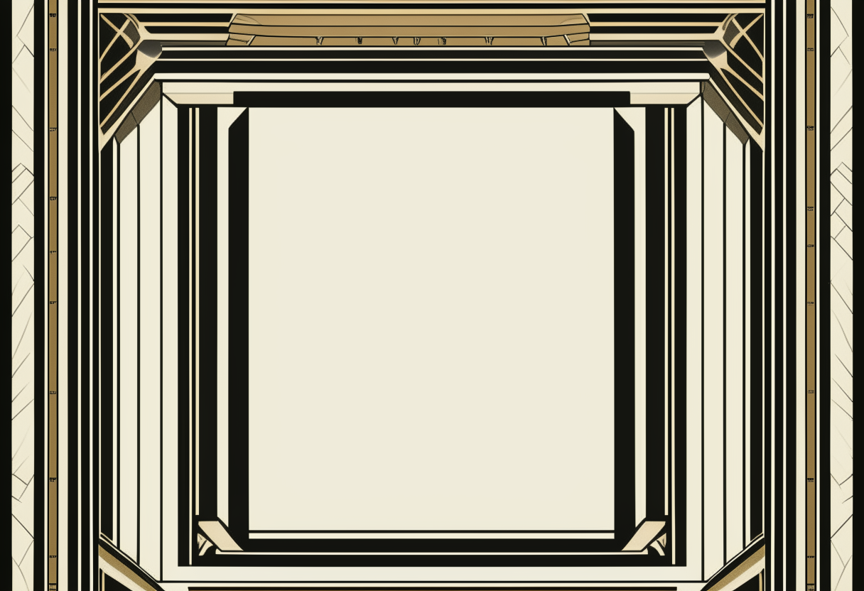 a symmetrical art deco frame with zigzag patterns on the edges surrounding a blank center, 11 inches wide and 8.5 inches tall