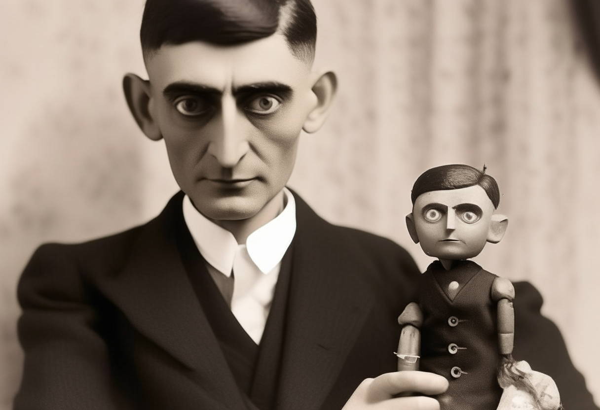 Franz Kafka with a cute doll