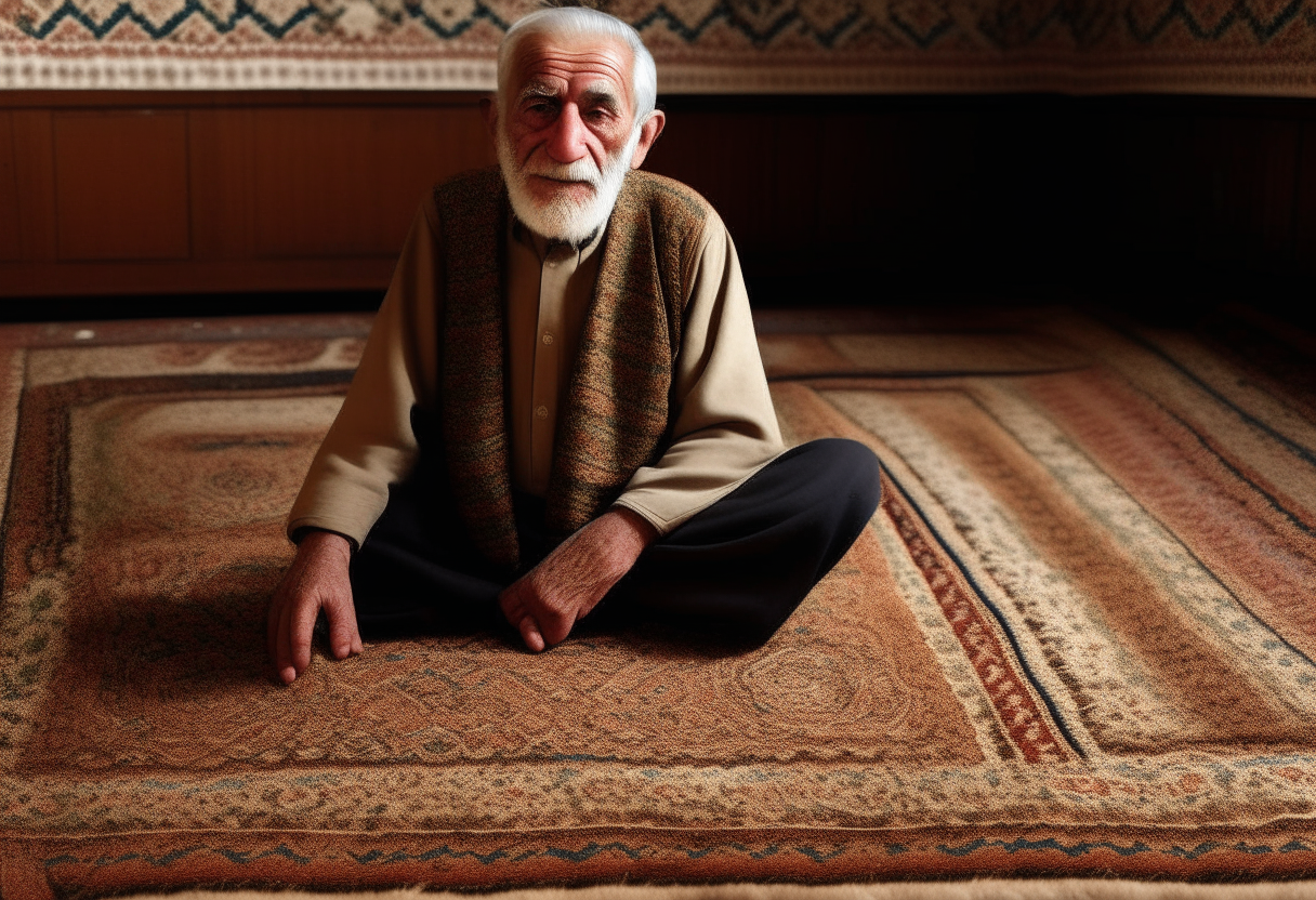 A old man in a carpet story 