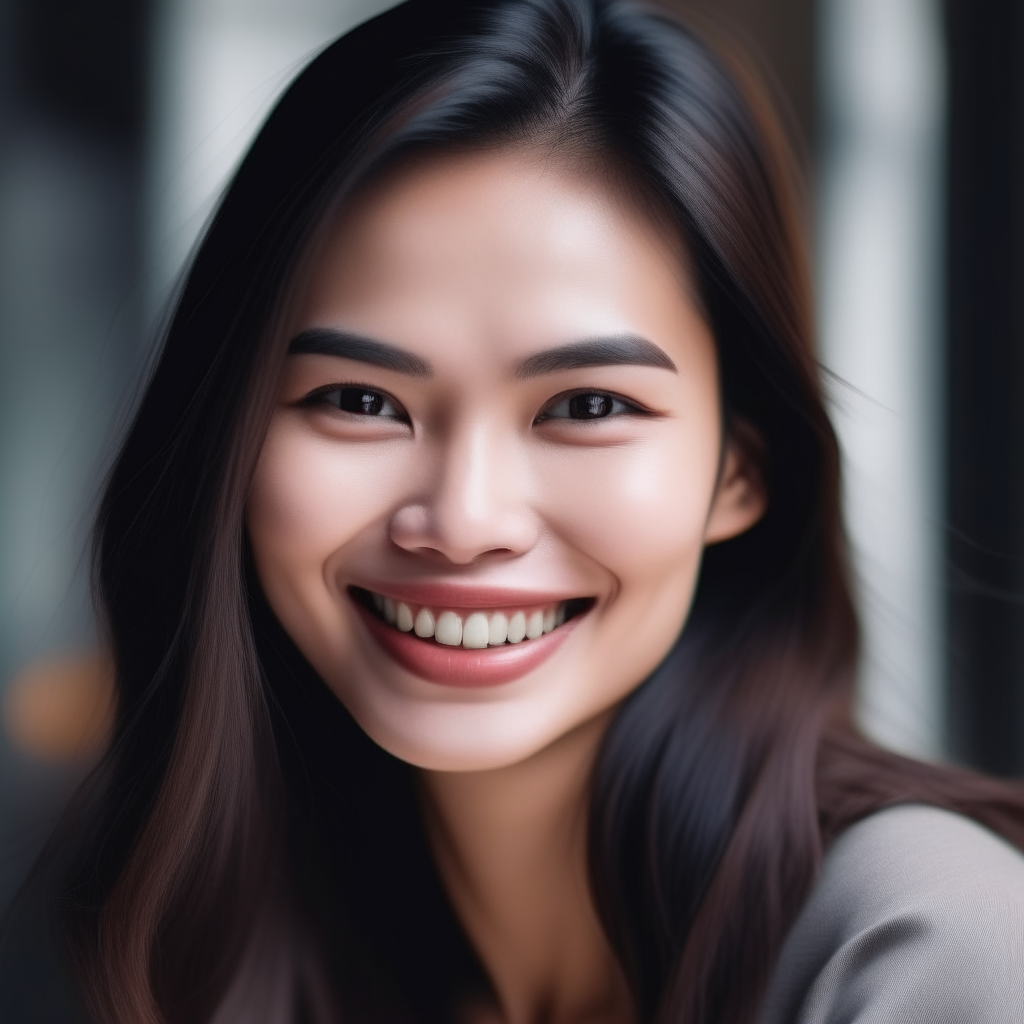 Beautiful Asian woman looking happy and smiling