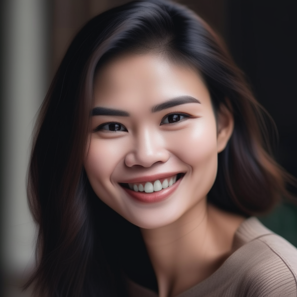 Beautiful Asian woman looking happy and smiling