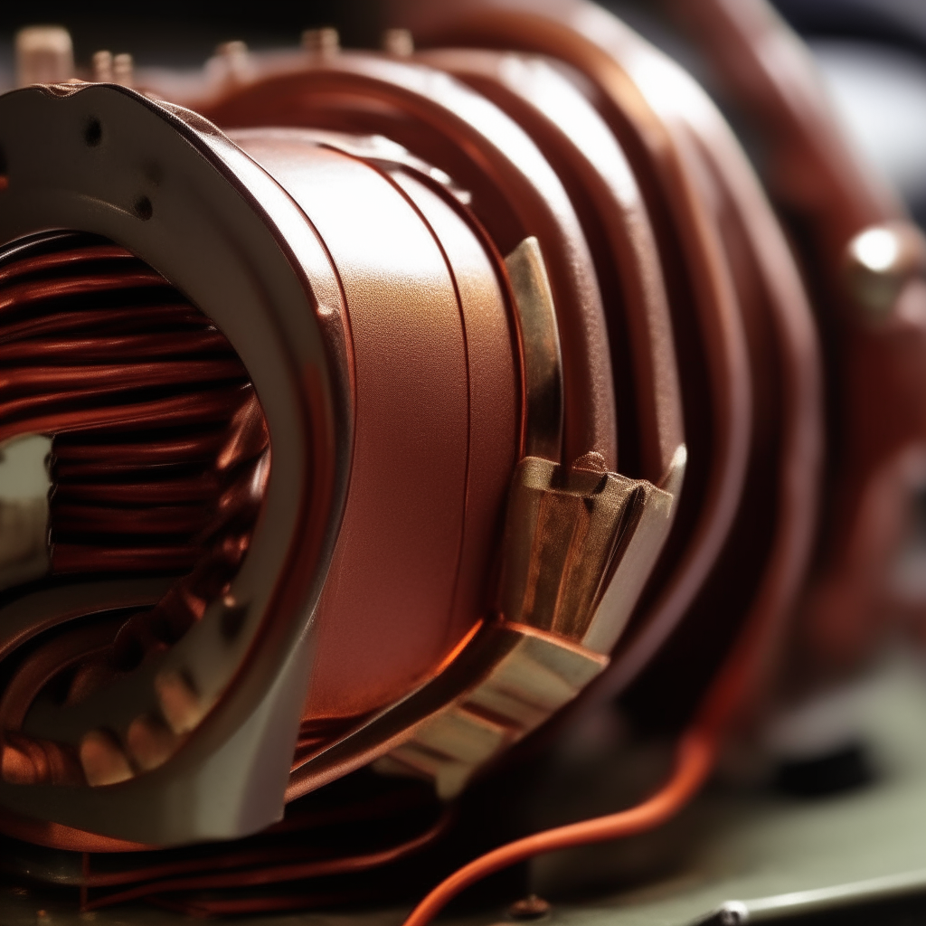 a close-up of a generator coil producing electricity