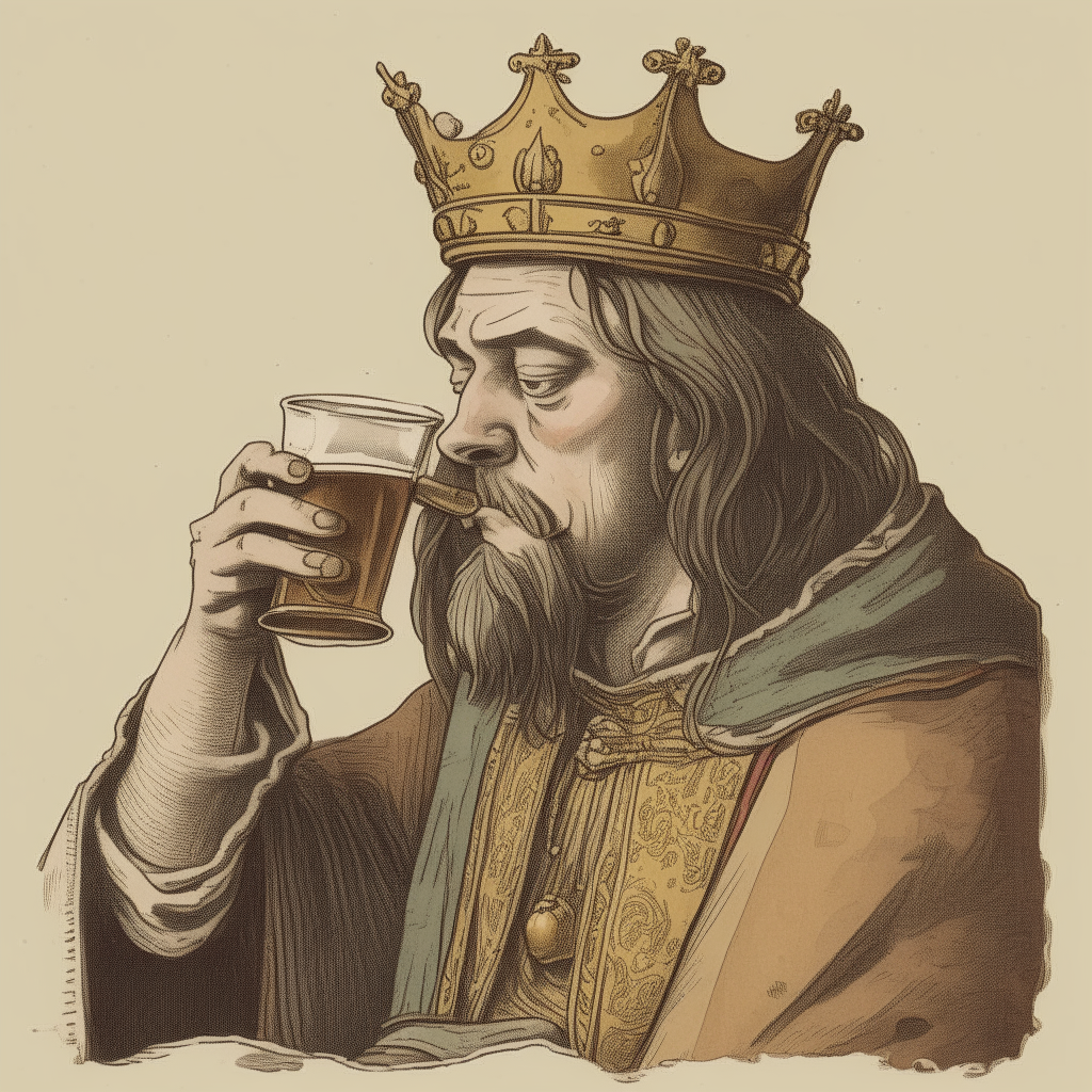 A king drinking 