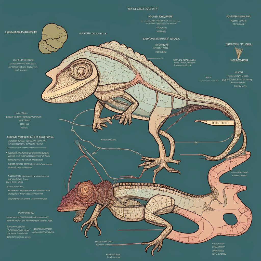 anatomical map of the fantastical newt, in a simplified line drawing style