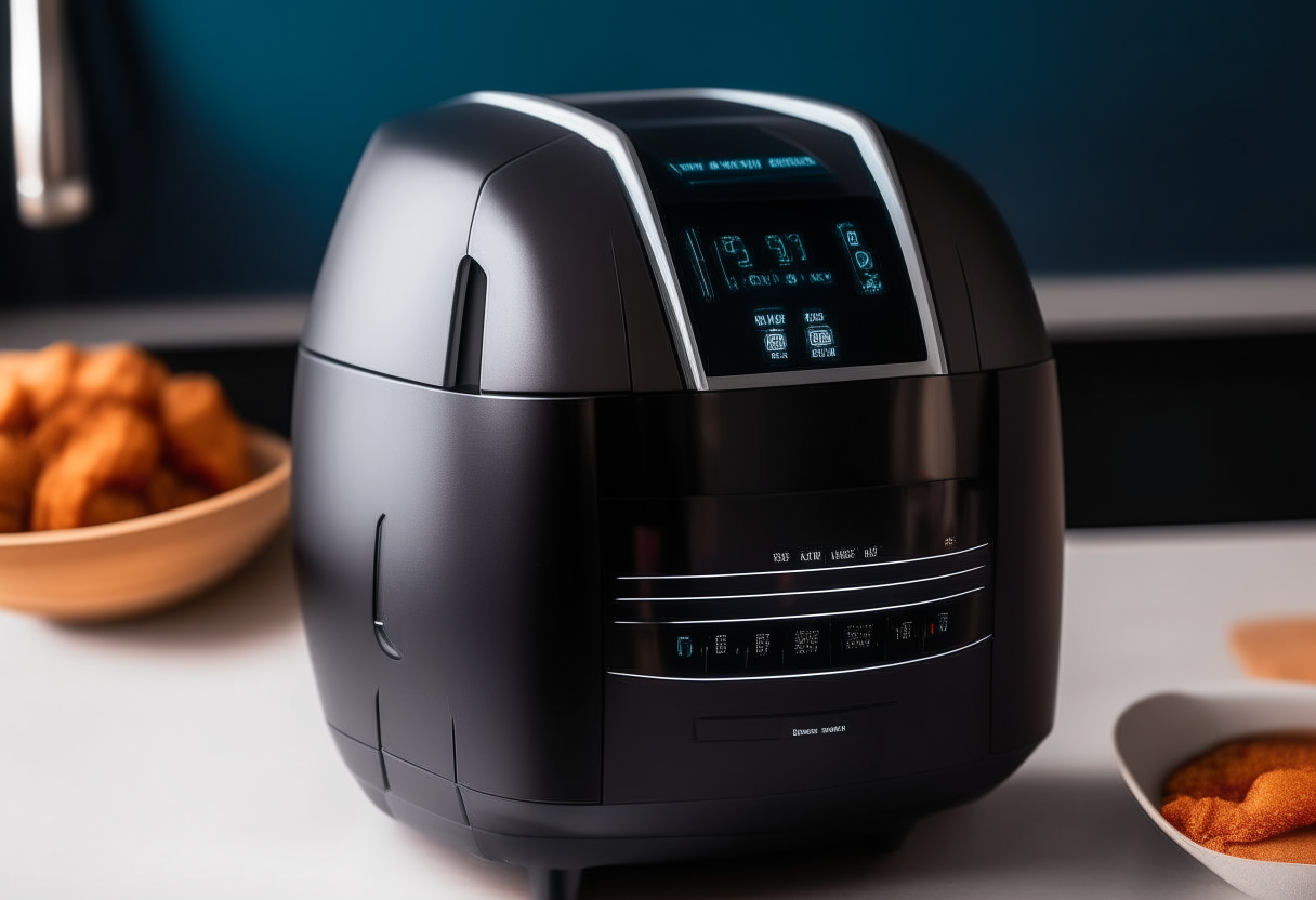 An air fryer with digital display set to 400 degrees Fahrenheit preheating