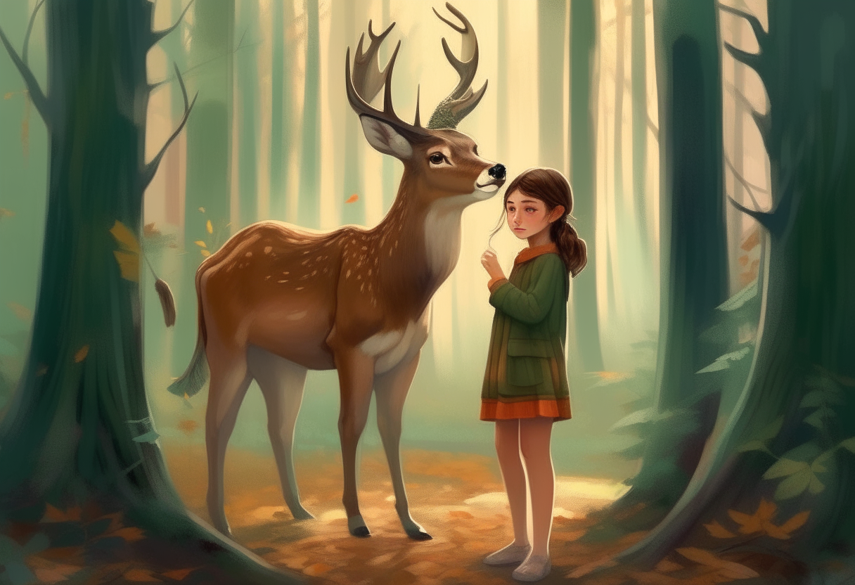 A Young Girl, in the Forrest, undresses, and turns into a deer,