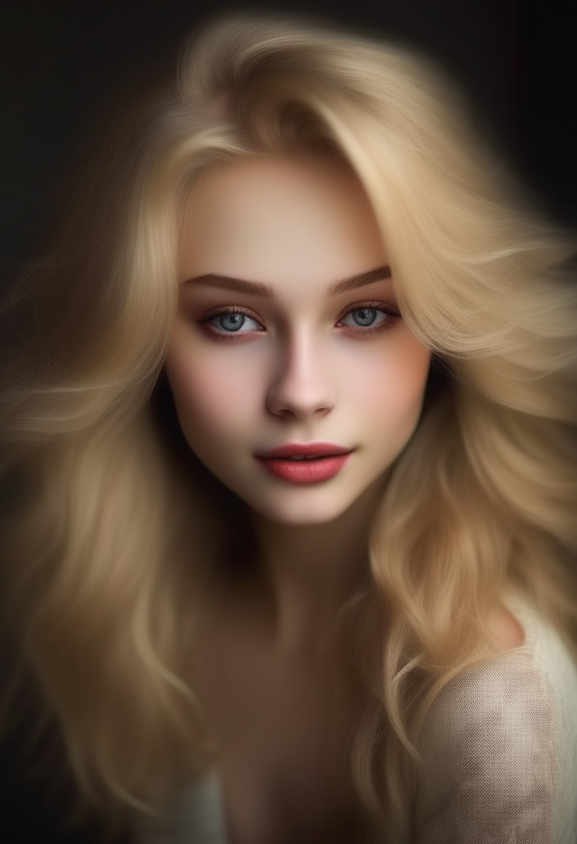 A girl with beautiful features and body, and an elegant appearance Her features are hair is blonde, her eyes are beautiful, and she is in a moderate mood 