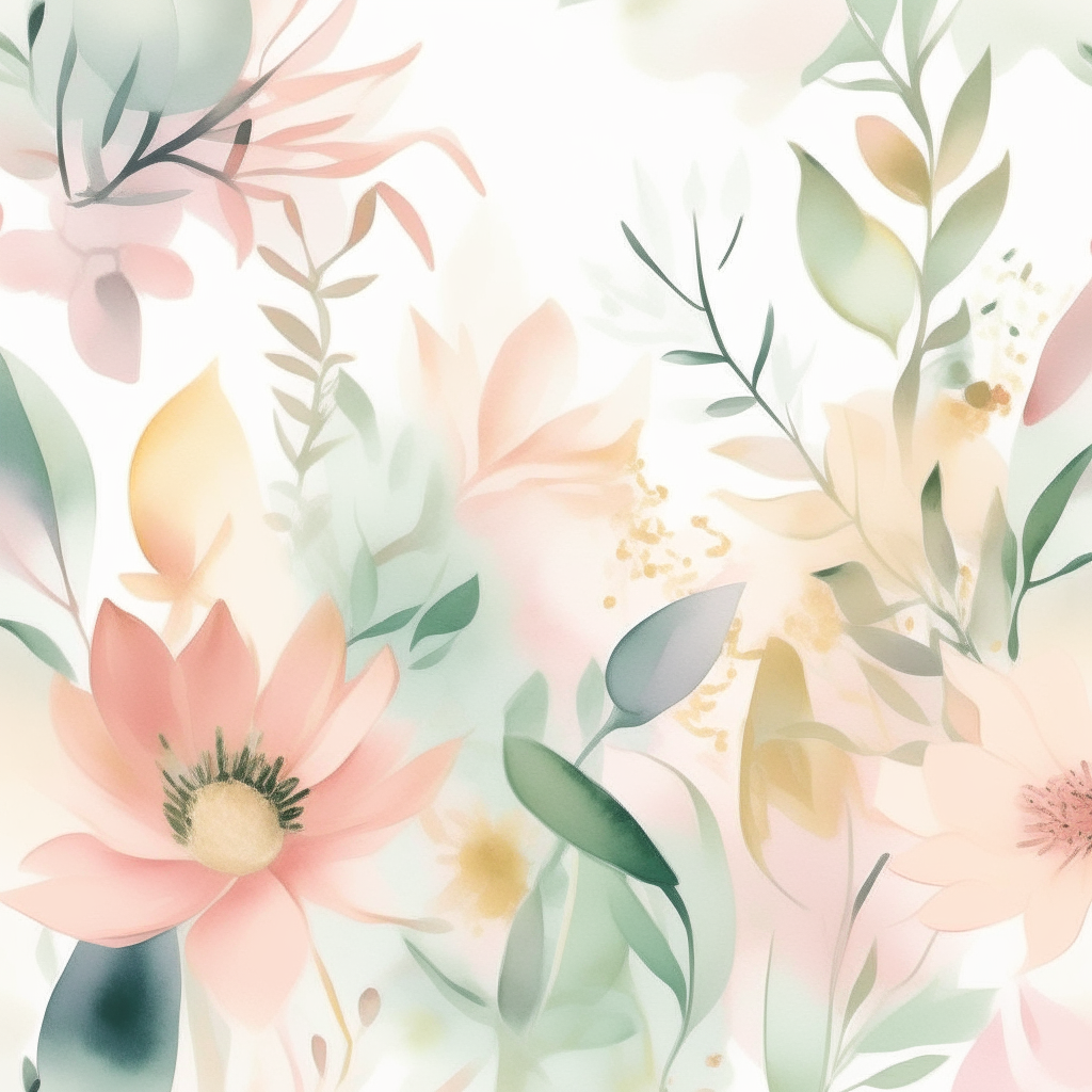 a delicate watercolor illustration of the flowers and leaves from image 1, with soft brush strokes and pale colors