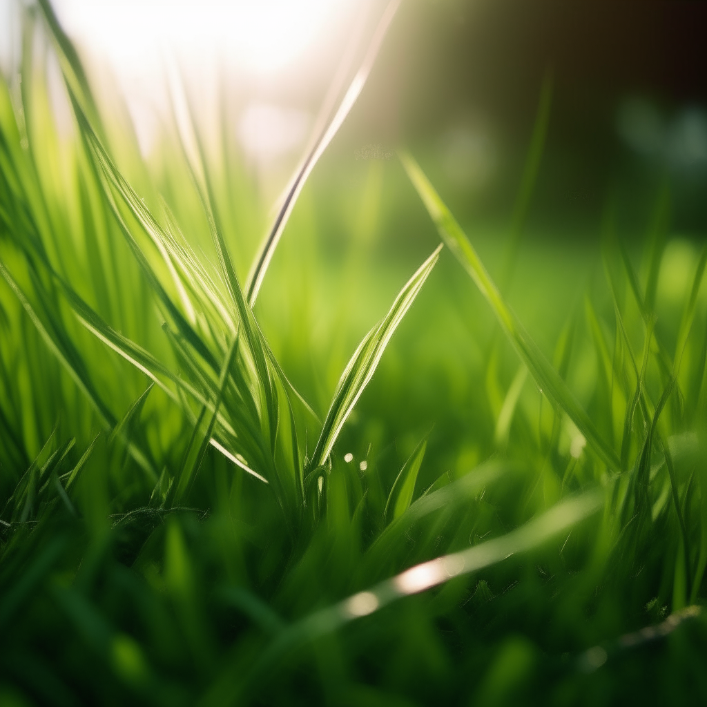 a close-up of green grass and leaves with sunlight shining through, evoking calm and mindfulness