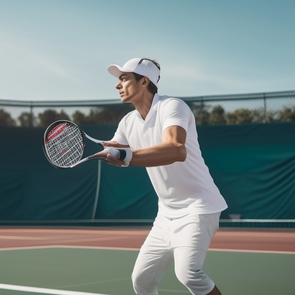 a tennis player serving on the court