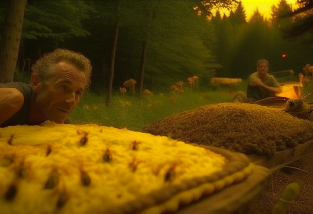 A man’s eating from the  hive 