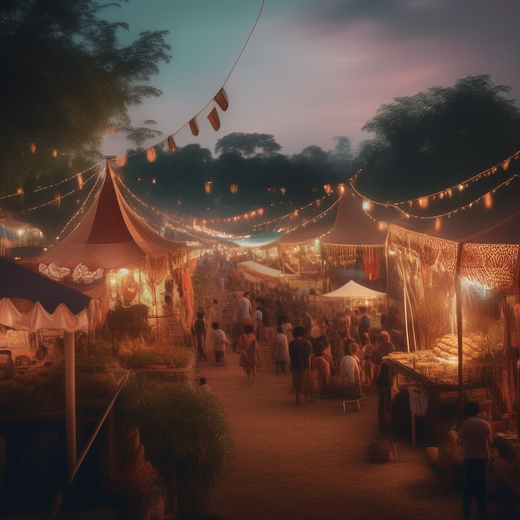 Beautiful image of a Thai country fair in the evening