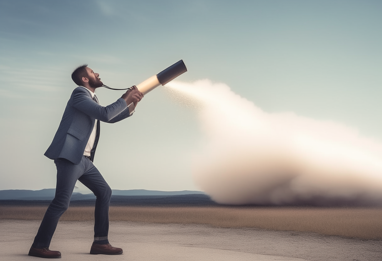 A man launching something 