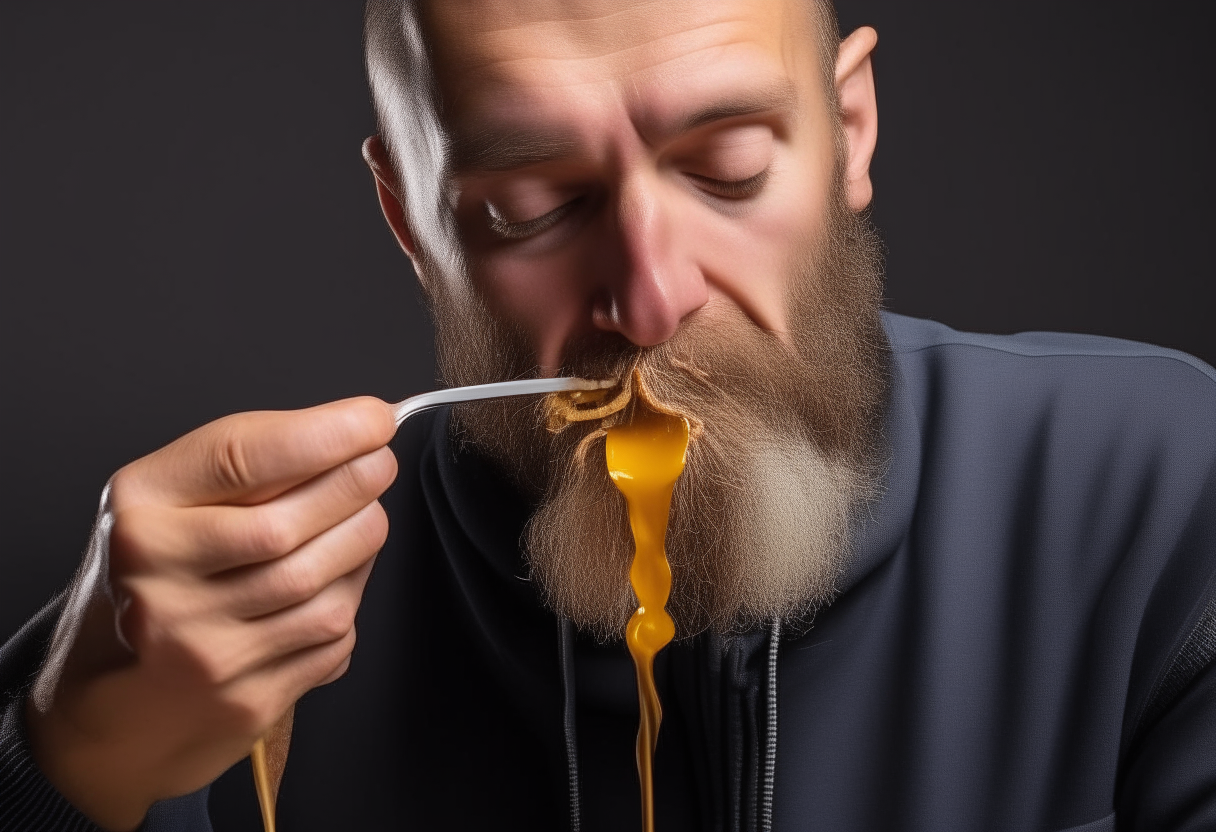 A man eating honey 