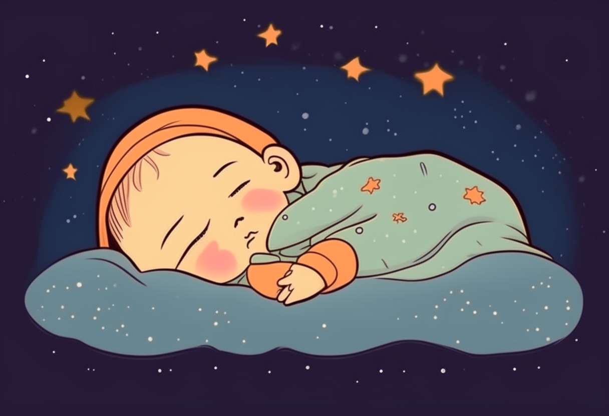 baby is sleeping. cartoon.  wide view.