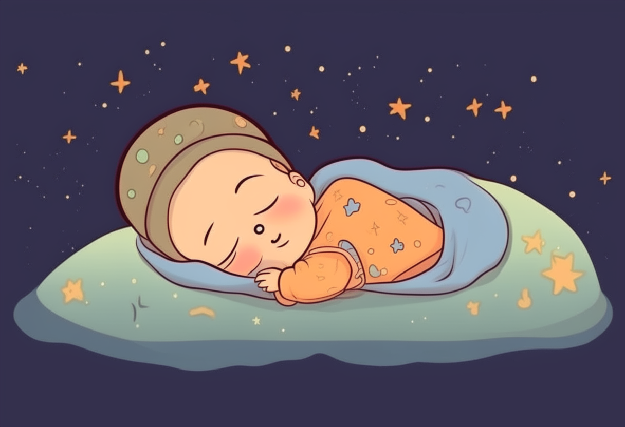 baby is sleeping. cartoon.  wide view.