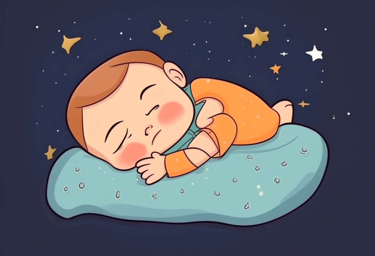 the baby is sleeping. cartoon.