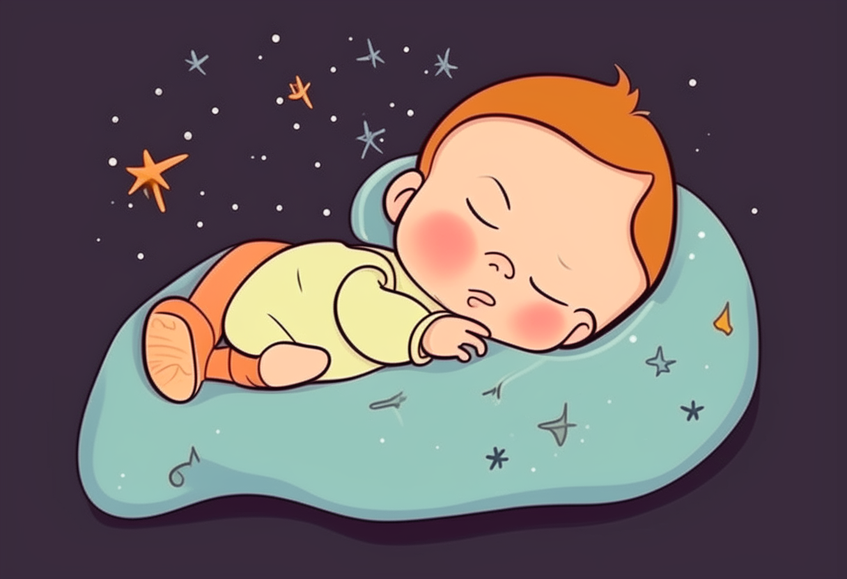 the baby is sleeping. cartoon.