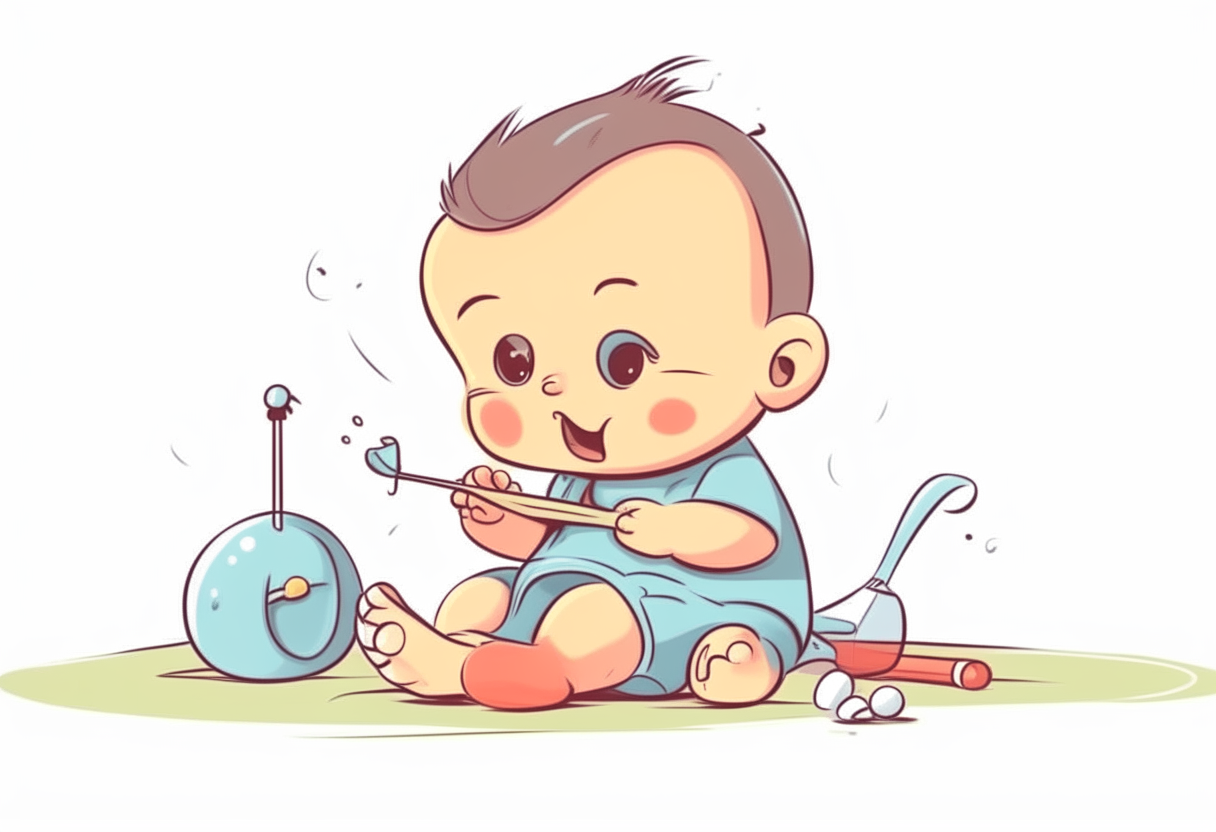 the baby is playing. cartoon