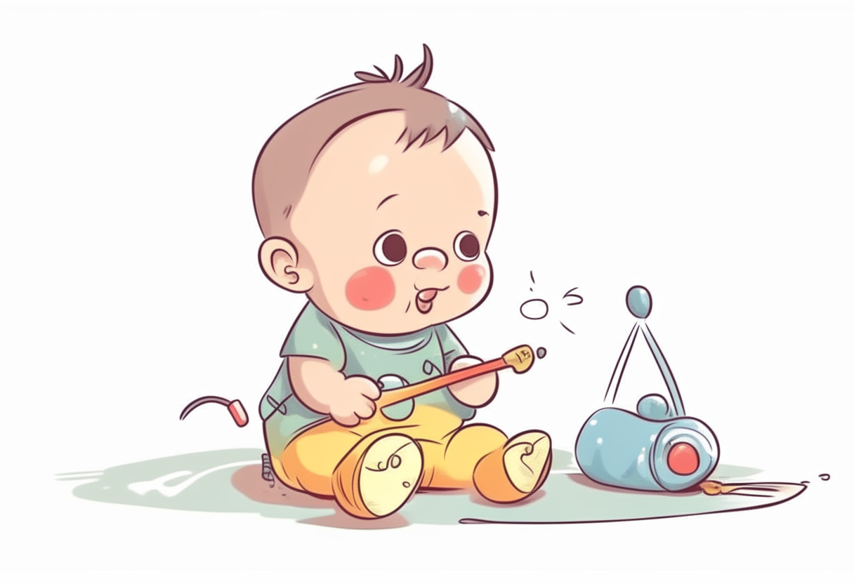 the baby is playing. cartoon