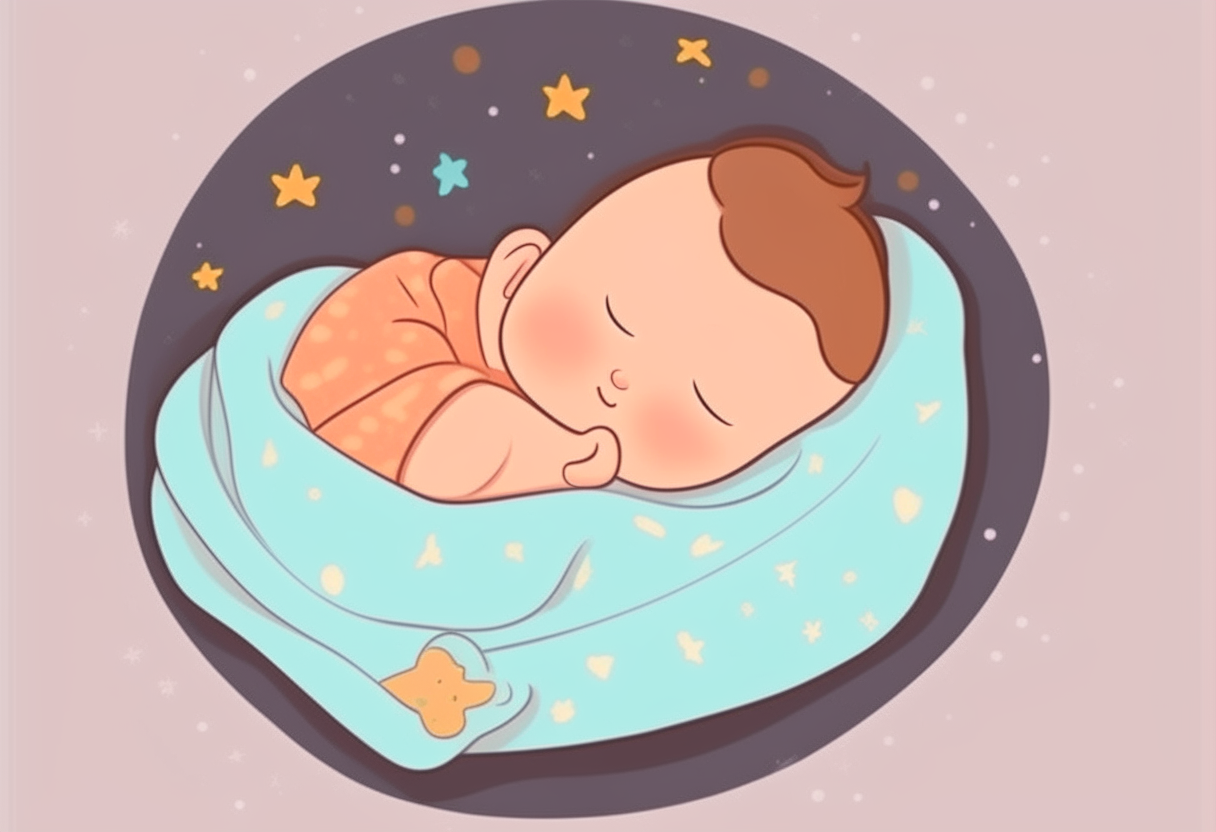 the baby is sleeping. top view. cartoon